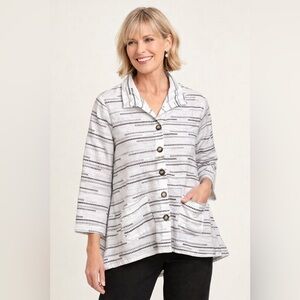 Habitat Wearable Art Abstract Print Button Front Tunic Blouse XS